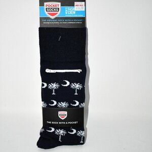 Pocket Socks Set of 2 Men’s Crew Socks w Hidden Zipper Pocket- Dinosaurs & Moons